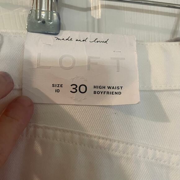 NWT Loft High Rise Slim Pocket Boyfriend Jeans in White Sz 10/30 - Picture 4 of 14